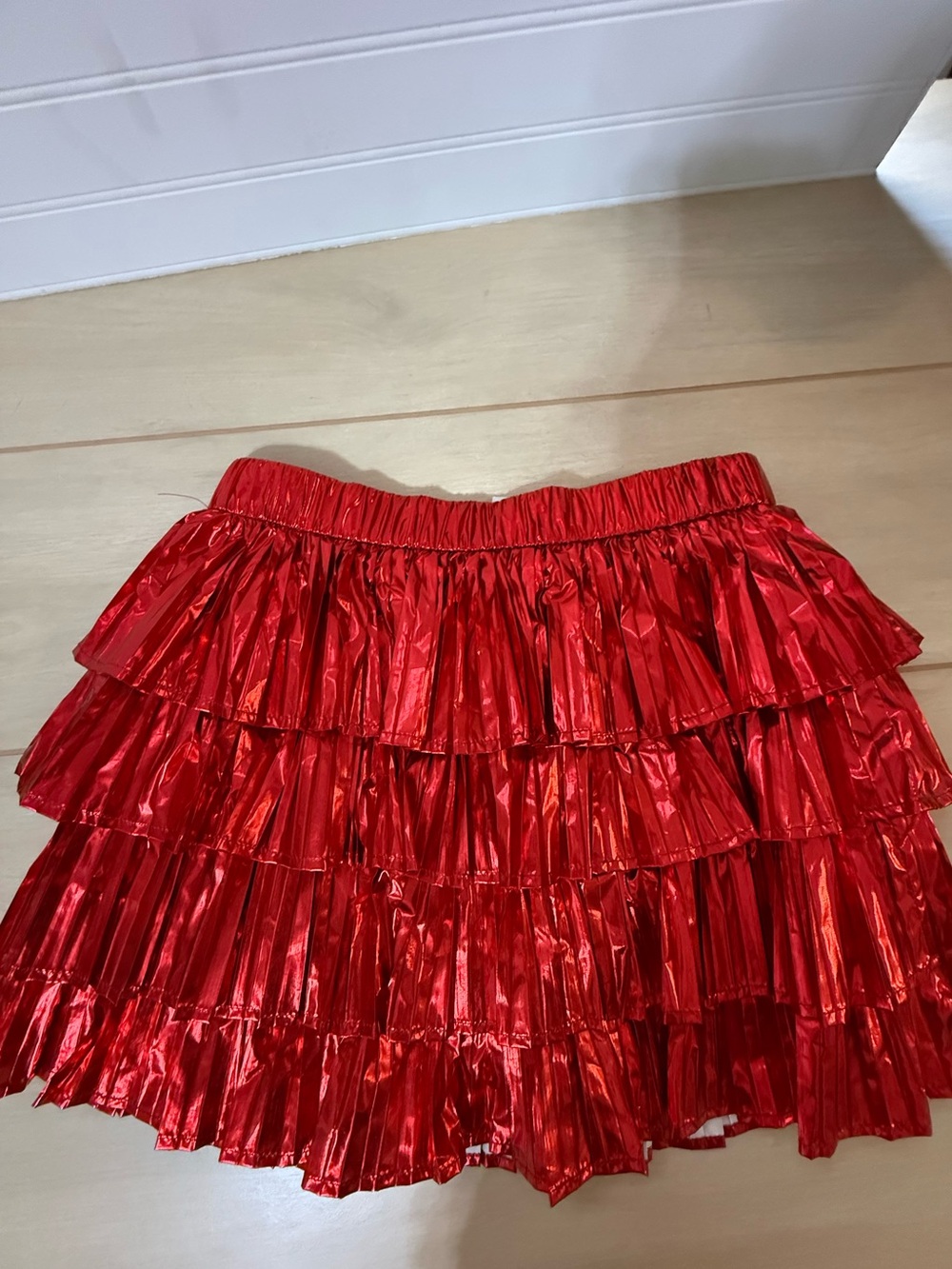 Queen of Sparkles metallic red tiered ruffle skort NWT